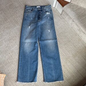 Boyish high rise distressed Blue Wide-Leg Jeans size 26